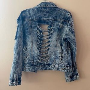 Distressed jean jacket